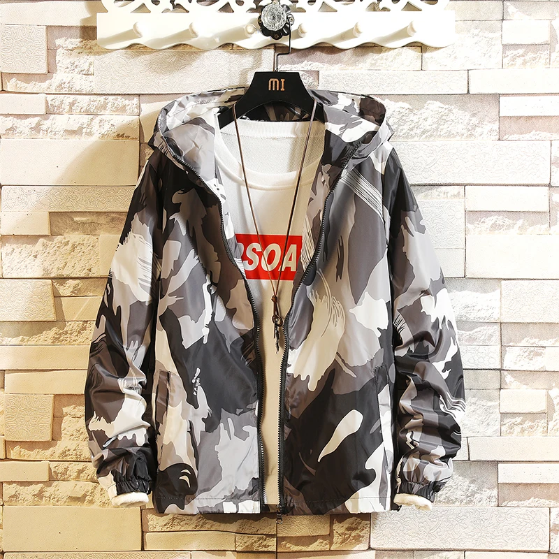 NEW printing Casual Jacket Men Hip Hop Spring Autumn Male Windbreaker Hooded Coat Bomber Outwear Plus size | Мужская одежда