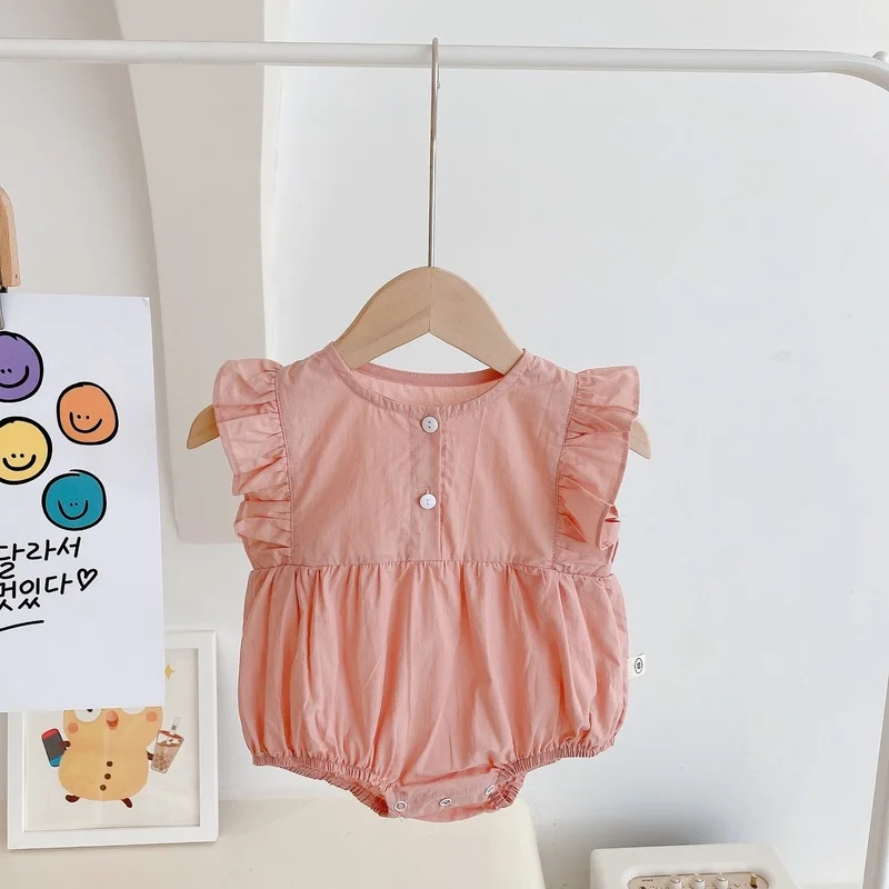 

2021 Summer baby one piece clothes cotton ruffles loose casual baby girls bodysuits