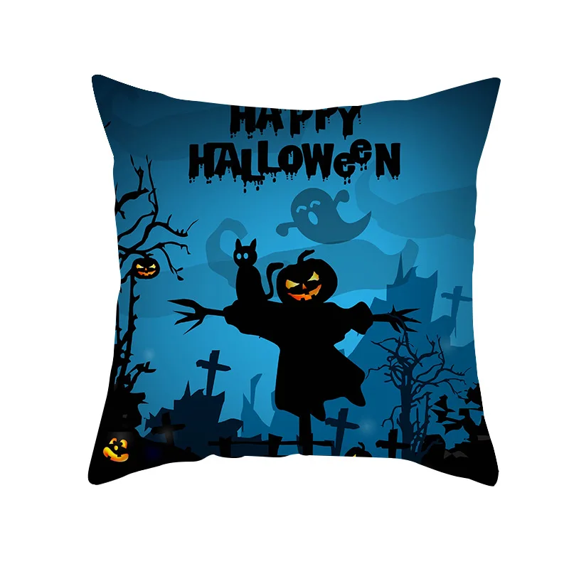 

45cm Halloween Sofa Pillowcase Ghost Party Bat Party Pumpkin Horror Castle Party Witch Happy Halloween Party Decor For Home 2021