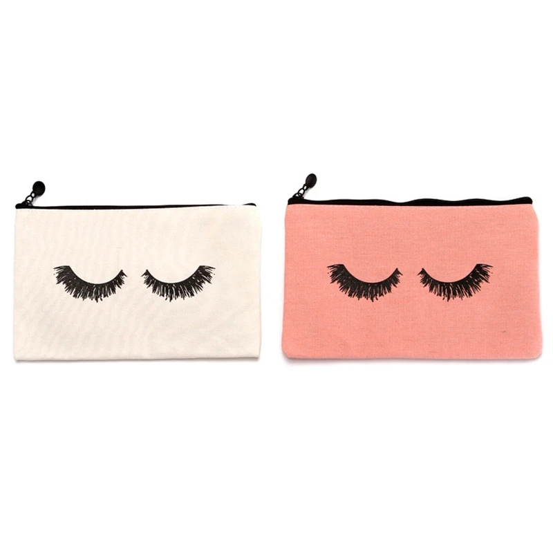

10Pcs Eyelash Canvas Pencil Bags Makeup Bags Cosmetic Bags Travel Pouches Toiletry Bag Cases with Zipper