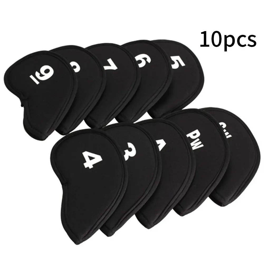 

10PCS Golf Iron Head Covers With Number Printing Tag Club Protector Headcover Set For Outdoor Sport Golf Accessoires Black