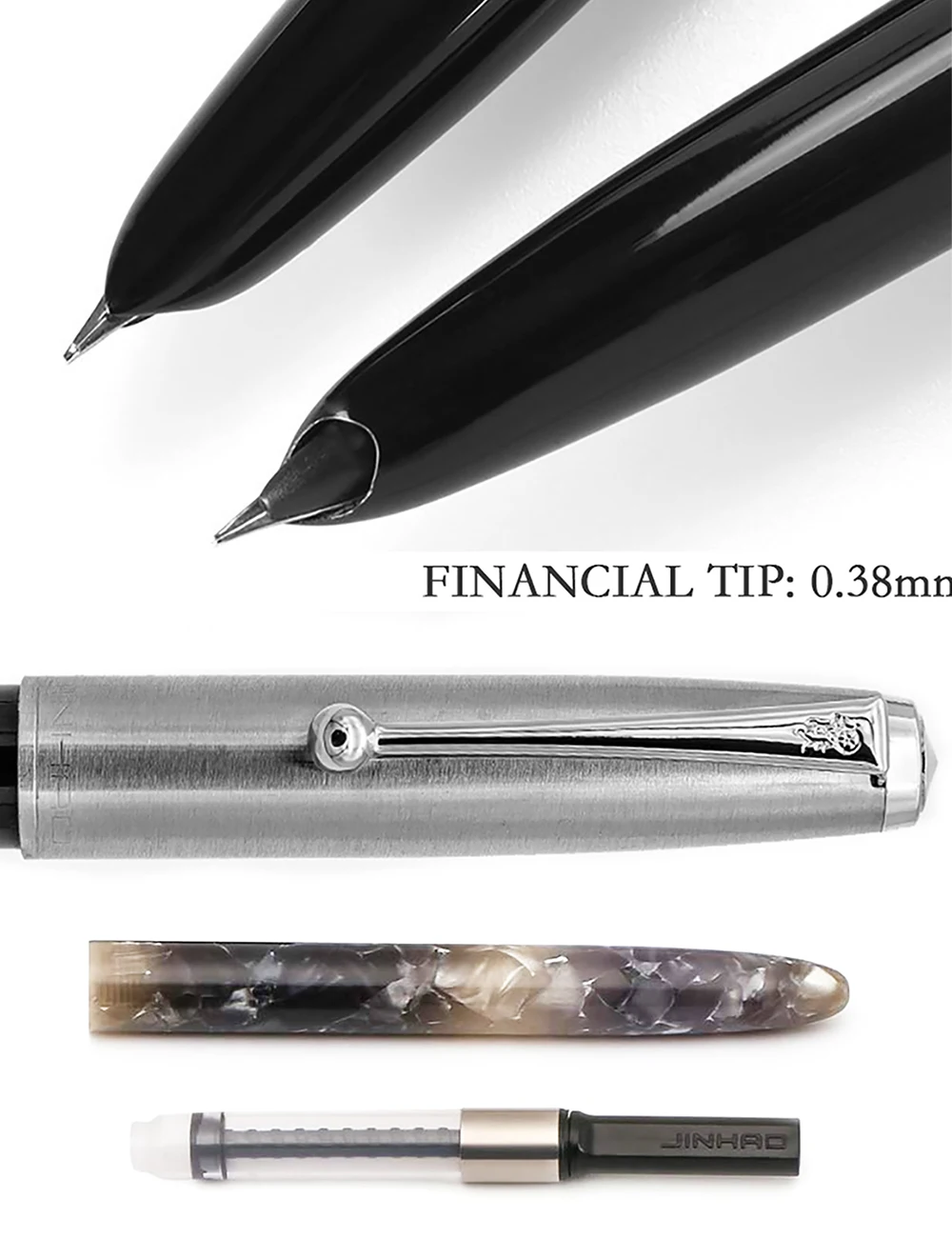 Высококачественная перьевая ручка Jinhao 51a из органического стекла, 0,38 мм, очень тонкая, с подарочной коробкой, школьные офисные принадлежности