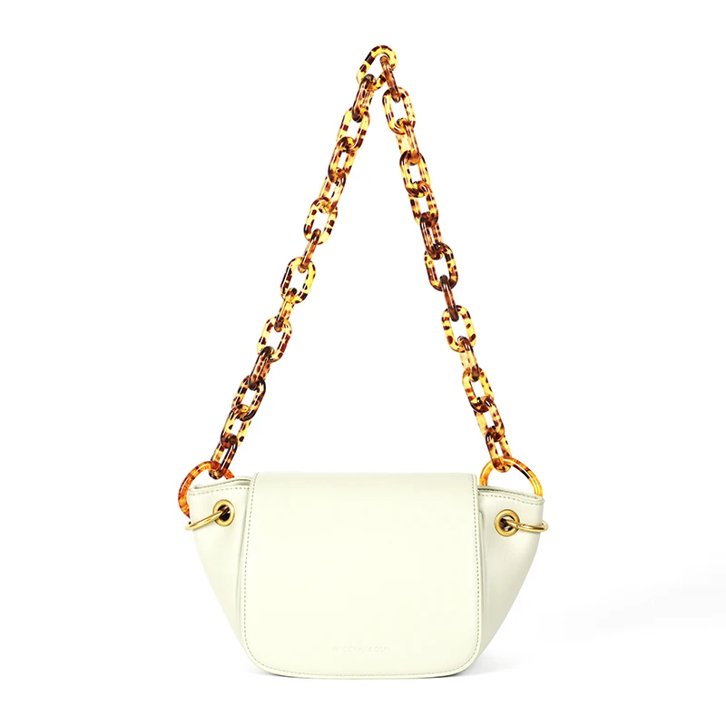 

Free Shipping Acrylic Thick Chain Leather Armpit Bag Female Shoulder handbag 2021 Fashion Commuter bag Hobos Bag For Women Gifts