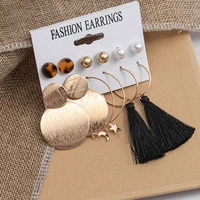 vintage statement earrings set for women geometric round gold drop earrings long tassel earrings 2020 fashion modern jewelry