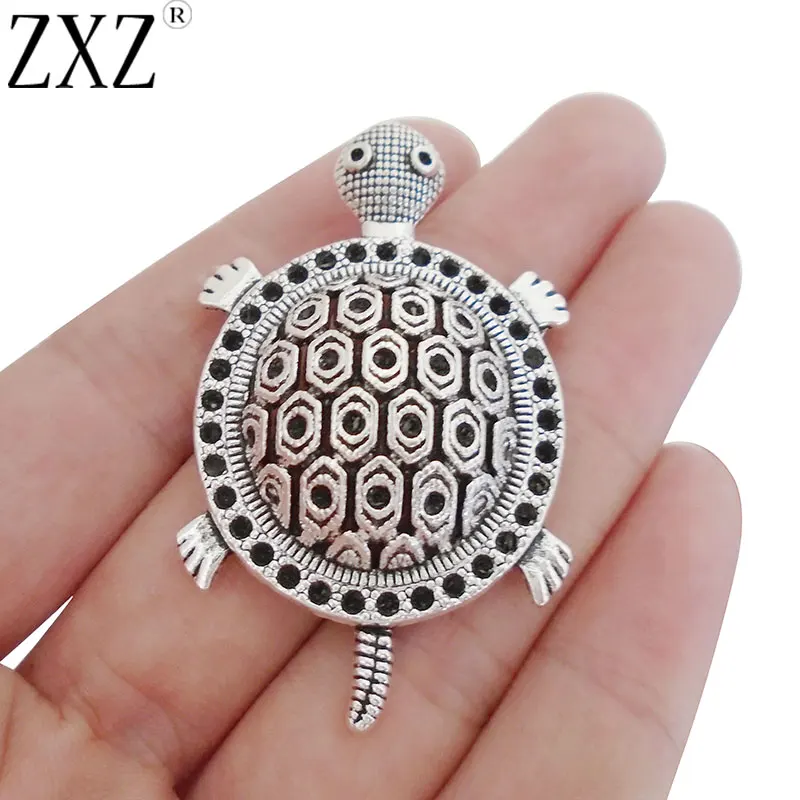 5 шт., подвески ZXZ для ожерелья, животные, черепаха, черепаха, фурнитура для изготовления ювелирных изделий 52x31 мм