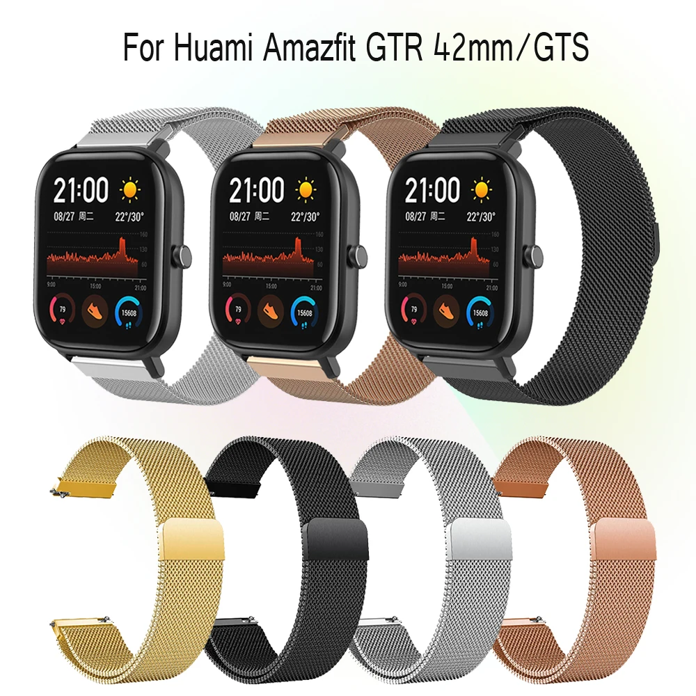 20 мм нержавеющая сталь для Samsung Galaxy watch active active2 40 44 ремешок часов Huami Amazfit GTR 42