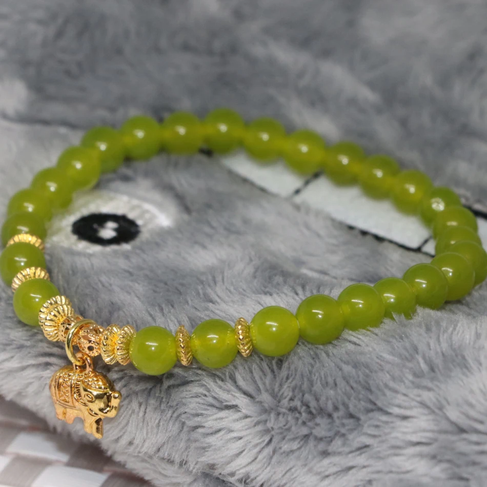 6 мм оливковый зеленый натуральный каменный халцедонский нефрит нитка круглых