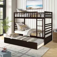 New Solid Wood Double Bed With Bunk Space Saving Pine High Quality Double Bed with Stairs and Drawers