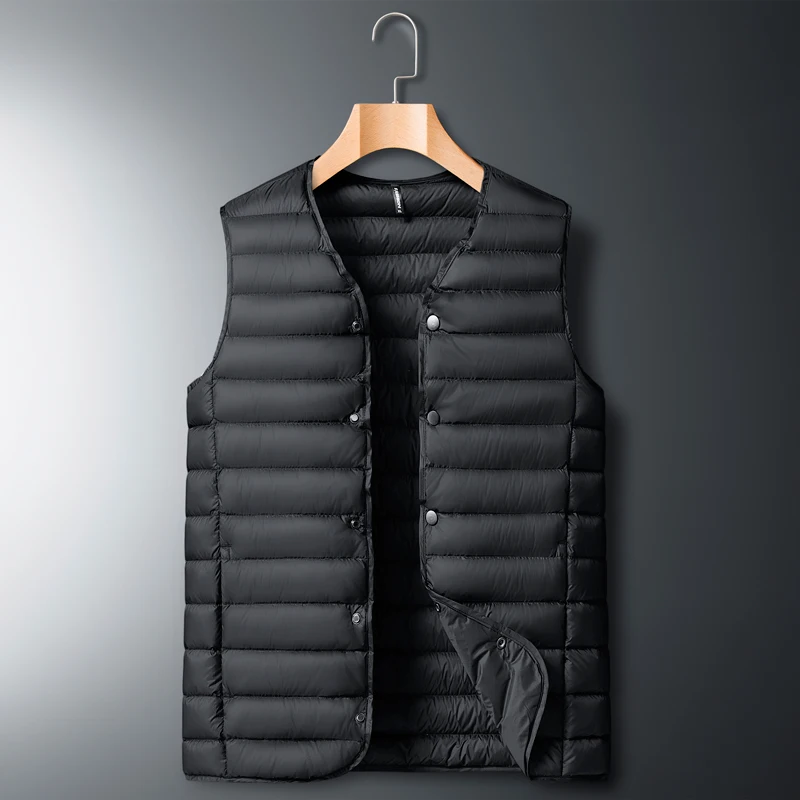 2022 New Autumn Winter Wear Inside Outside V-Neck Vest, Down Jacket, Men'S Short, Light, Warm, Fashionable Handsome Waistcoat