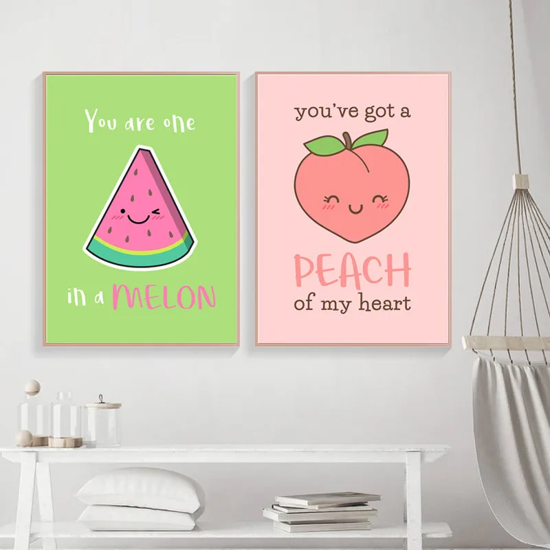 Декоративная Картина на холсте для детского сада цветной постер с фруктами