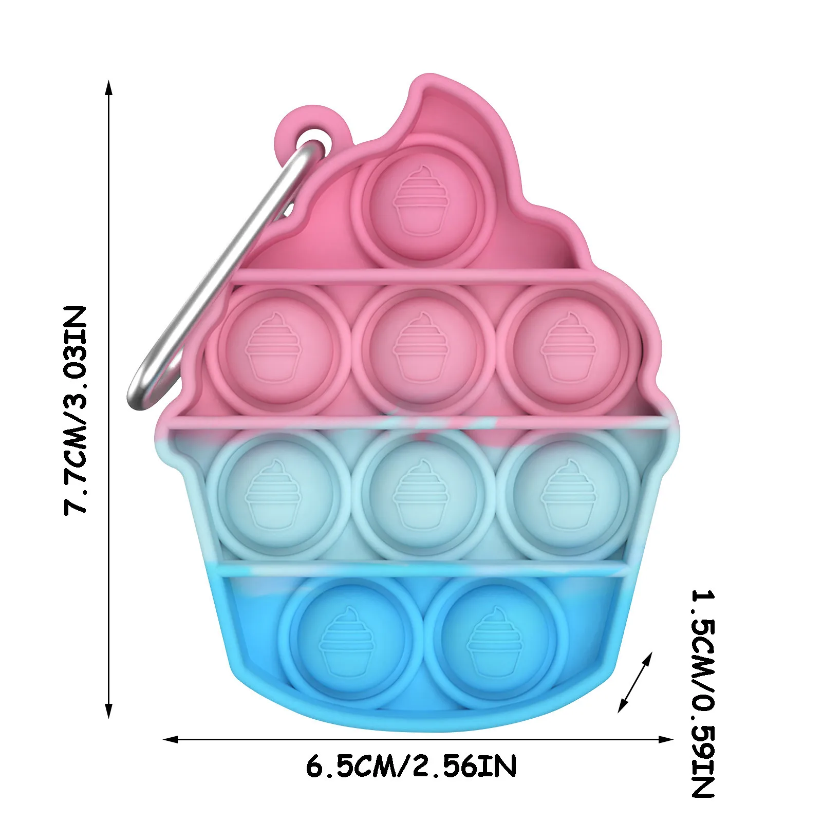LLavero De descompresi&oacute;n Unisex, juguete De descompresi&oacute;n, taza De pastel helado De colores, Juguetes para Ni&ntilde;os-2