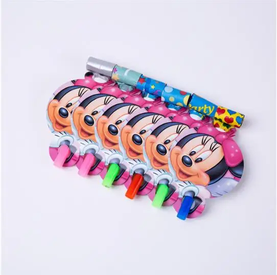 blow 6pcs Вечерние украшения Минни Маус для детей, набор одноразовой посуды, бумажные салфетки, соломинки, тарелки, чашки Минни Маус, вечерние принадлежности - Цвет: blow 6pcs