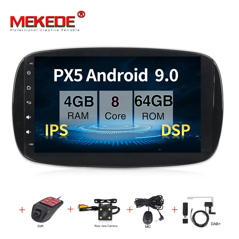 64G CAMERA DVR DAB Ips DSP 4 ядра 2G ram Android 9,0 автомобильный мультимедийный плеер dvd gps для Mercedes/Benz Smart Fortwo автомобильный Радио стерео - Цвет: 64G CAMERA DVR DAB