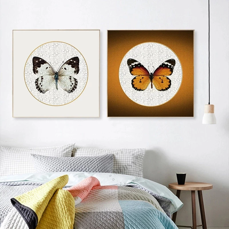 

Abstract Wall Art National Butterfly Painting Square Canvas Posters Prints Nordic Animals Picture for Living Room Decoration