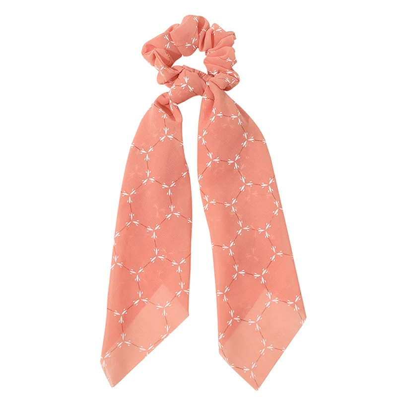 

Woman New Chiffon Hair Bands Print Bowknot Elastic Hair Bands Girls Long Ribbon Hair Scrunchies Ponytail Holder Hair Accessories
