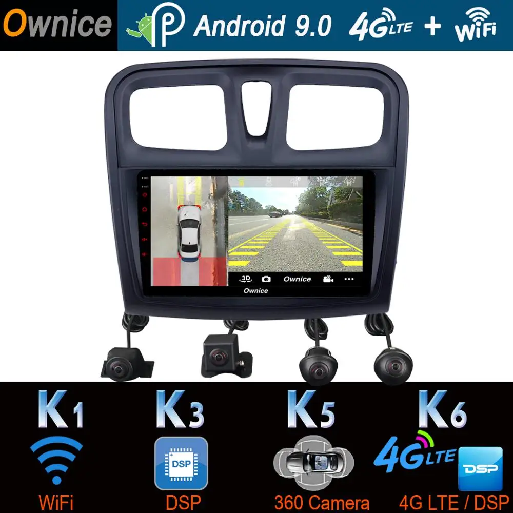 Автомобильный мультимедийный проигрыватель CarPlay DSP SPDIF с камерой 360 ° Android 9 0 8 ядер