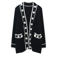 women sweater luxury design knitted cardigan coat wholesale winter solid loose soft female new long sleeve knitwear