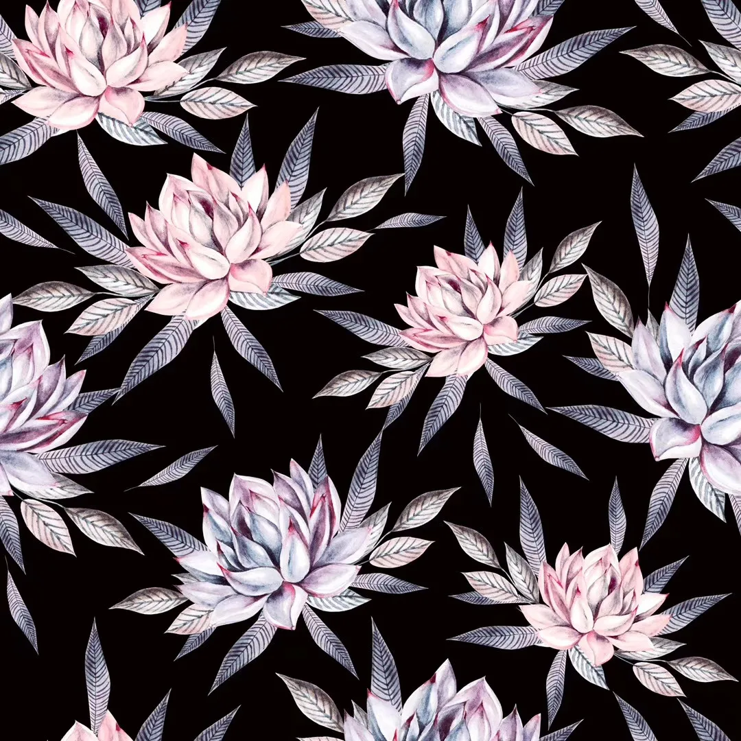 

Lotus Printed Fabric Breathable Polyester Sewing Material for Women's Dress Skirt Clothing Flower Fabrics by Meter