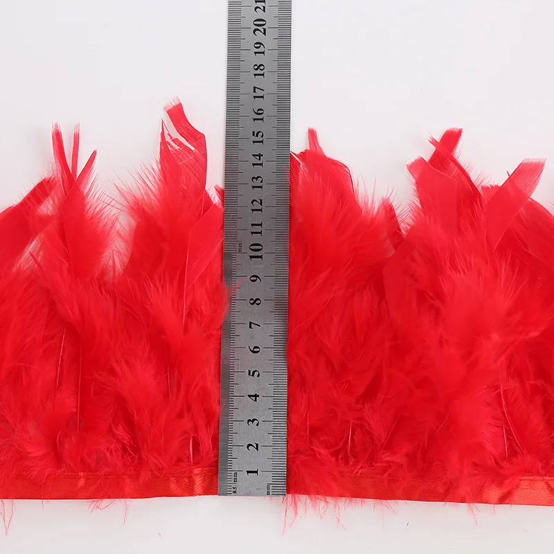 1 ярд окрашенная кожа розовый белый перо индейки отделка Бахромой 4 6 дюймов