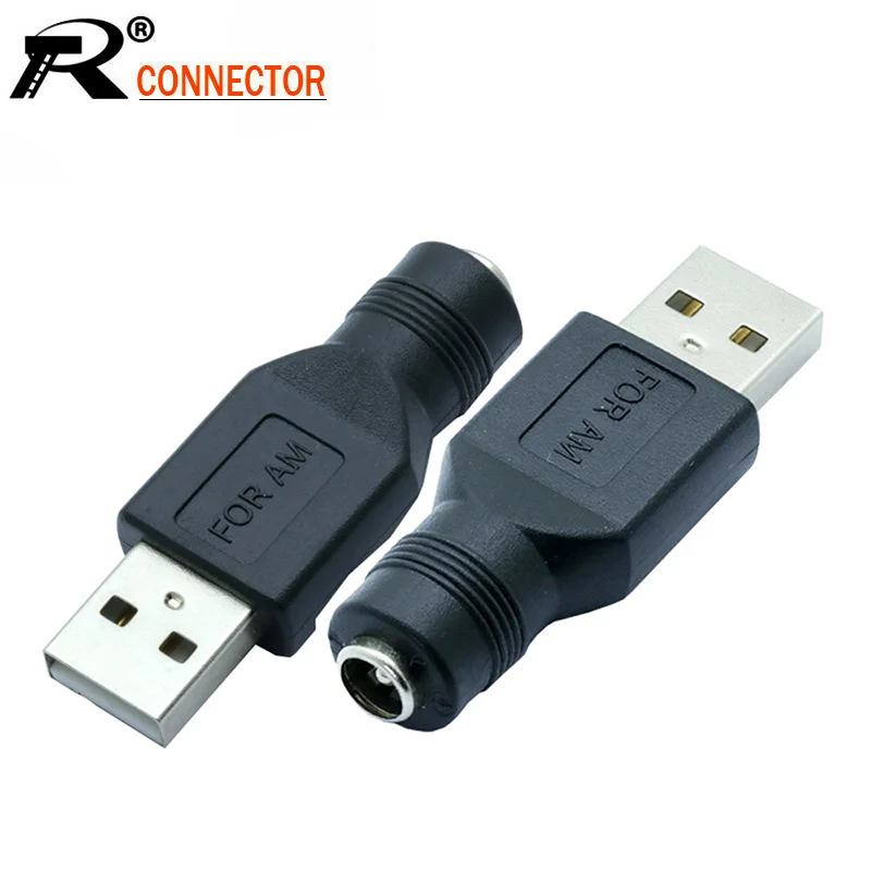 

100pcs/lot 5.5 x 2.1mm Female jack to USB 2.0 Type A Male Plug Straight 5521 DC Power Adapter Connector