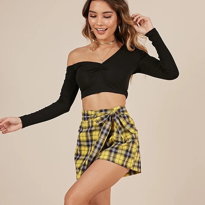 

Ladies cotton and linen shorts hakama European and American casual fashion office students loose plaid pants