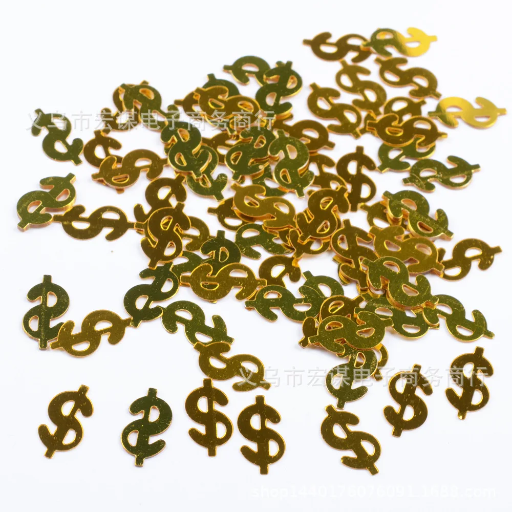 Логотип доллара США/золотая монета/свадьба и день рождения/15 грамм блестки ПВХ