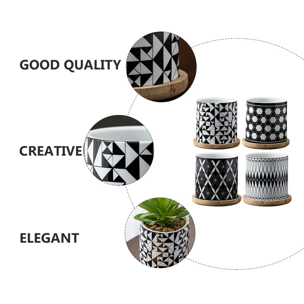 

4 Sets Creative Flowerpot Ceramic Flowerpot Desktop Flowerpots Desktop Garniture