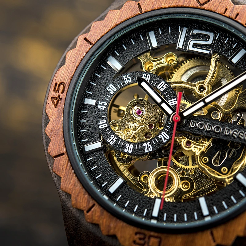 DODO DEER Wooden Mechanical Wristwatches Couple Women Men Automatic Watch Luxury Timepieces Business Fashion Waterproof Dropship