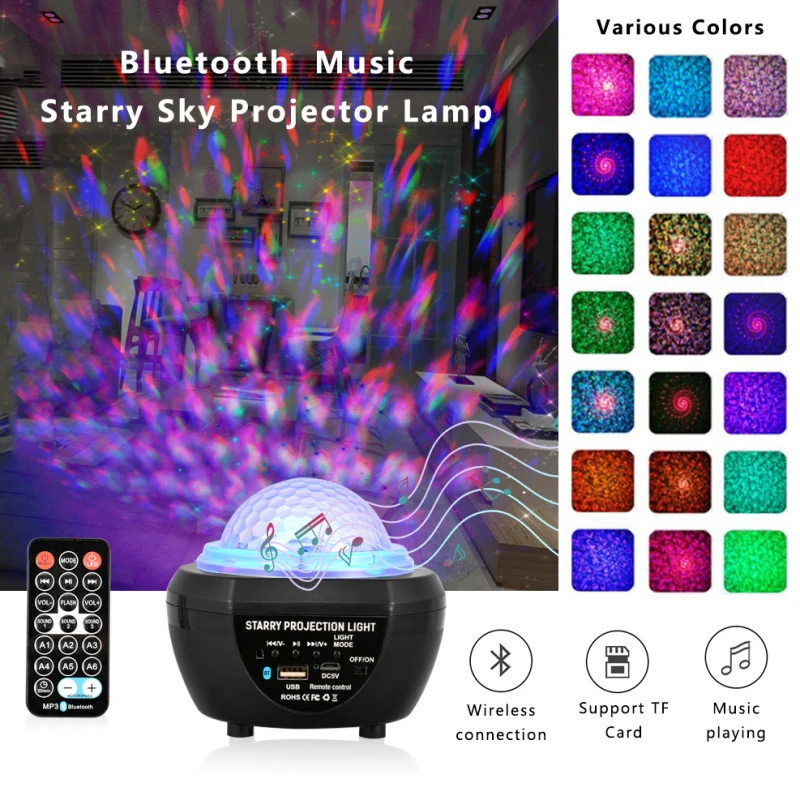 

Bluetooth Music Starry Sky Projection Lamp USB Charging Music Player Timer Night Light Home Party Romantic Atmosphere Lamp