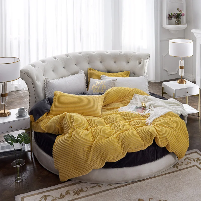 4 шт./компл. комплект одежды из бархата круглая кровать наволочка пододеяльник