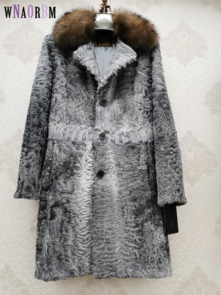 

Новинка, роскошное высококачественное индивидуальное пальто из натурального каракульского овечьего меха, пальто из натурального меха нор...