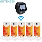 Беспроводной пейджер для ресторана Retekess, система вызова, приемник часов + 5 TD001, настольные карты, пейджер, передатчики, клиентское обслуживание