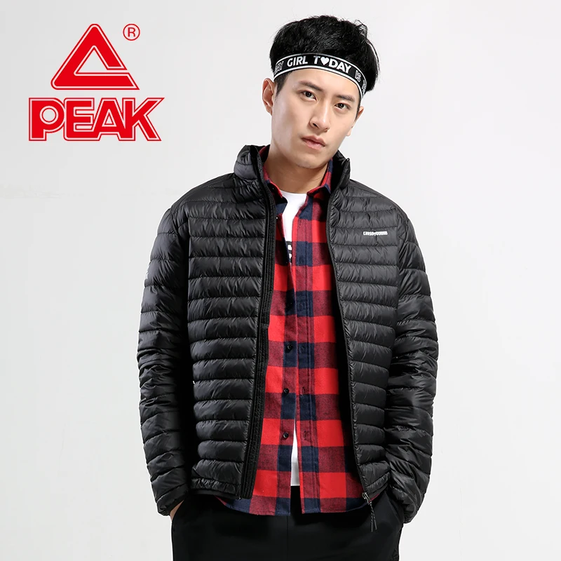 Пик Мужской теплый пуховик полиэстер 90% серый утиный пух износостойкая зимняя