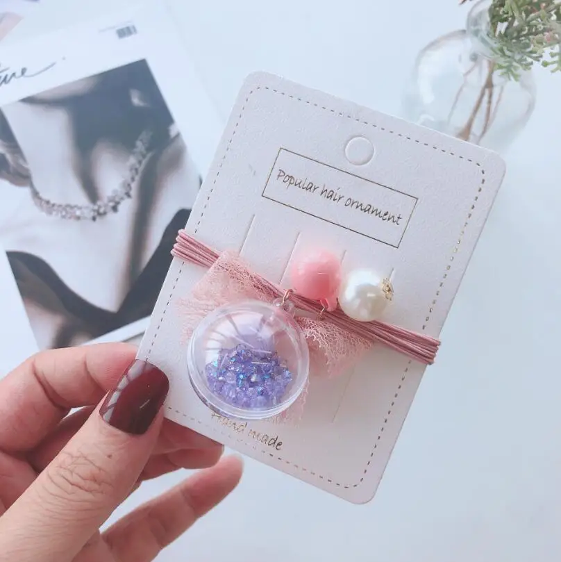 1pc- light purple 1/4 шт. корейский резинки для волос кольцо резинка для волос с принтом зыбучих песков в виде шара пузыря эластичные ленты для волос Детские волосы и бантом для девочек, детские аксессуары для волос - Цвет: 1pc- light purple