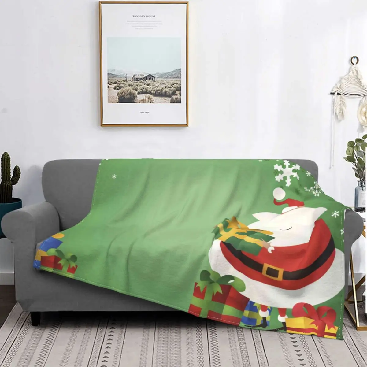 

2022 Christmas Santa Blanket New Year Printed Stitch Cotton Portable Flannel Throw Blankets For Home Travel Essentials