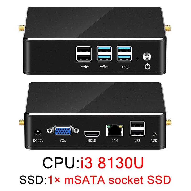 Мини ПК Intel Core i3 8130U i5 8250U i7 8550U DDR4 Windows 10 в формате 4 K UHD HDMI VGA 8xusb Wi-Fi Gigabit Ethernet HTPC офисный компьютер - Цвет: Core i3-8130U