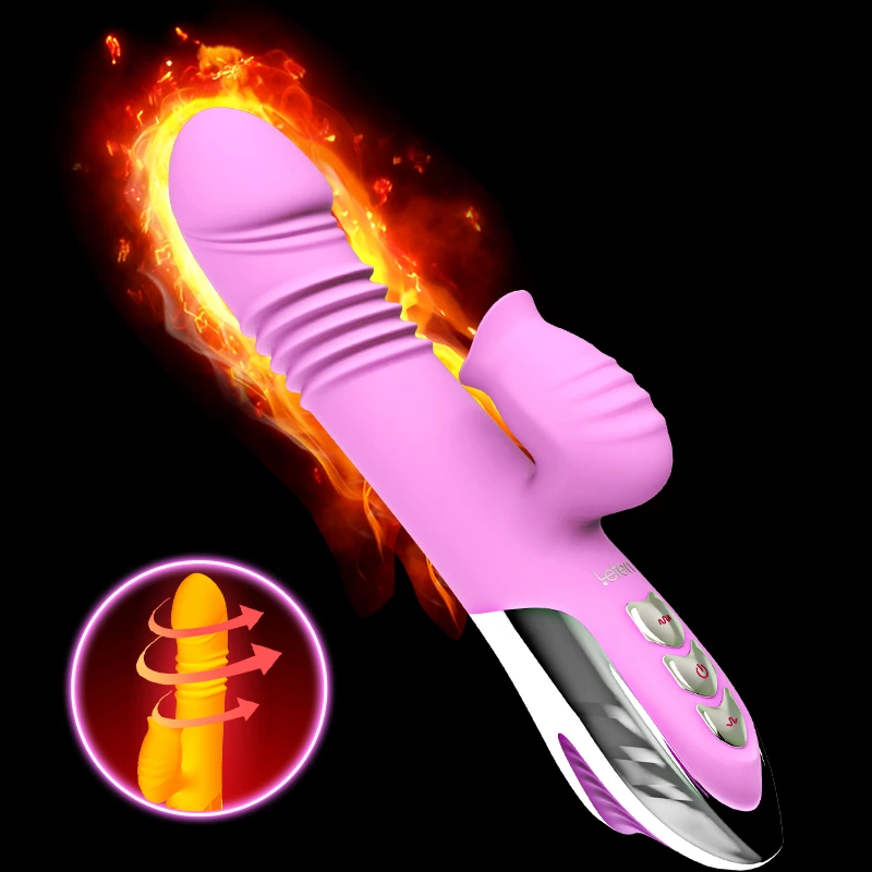 Leten Heatable Язык лижет толкающий Телескопический вибратор интимные игрушки для