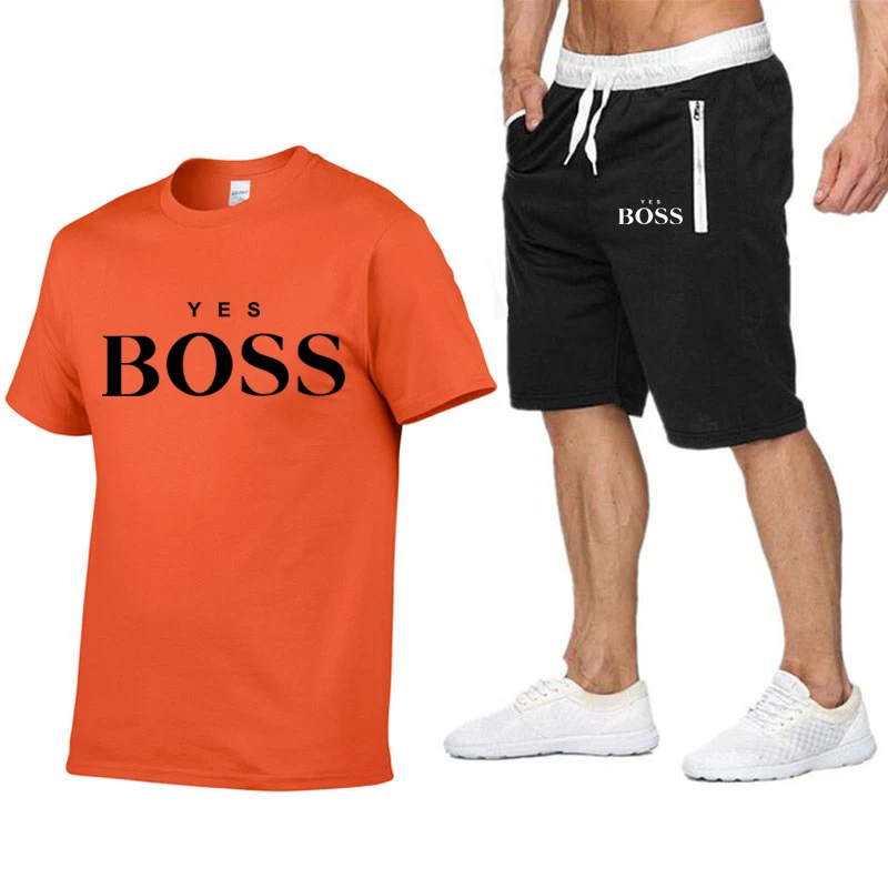 

Brand Men's T-shirt + Beach Shorts Set 2021 Summer Sportswear Jogging Pants T-shirt Streetwear Harajuku Top T-shirt