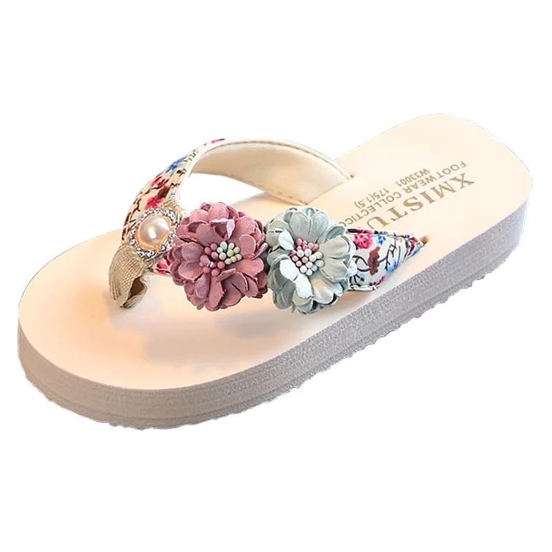 

Bohemia Kids Shoes Girls Slippers Children Flip-Flop Flower Beach Clog Baby Sandal Garden Footwear Home Comfortable High-Heel