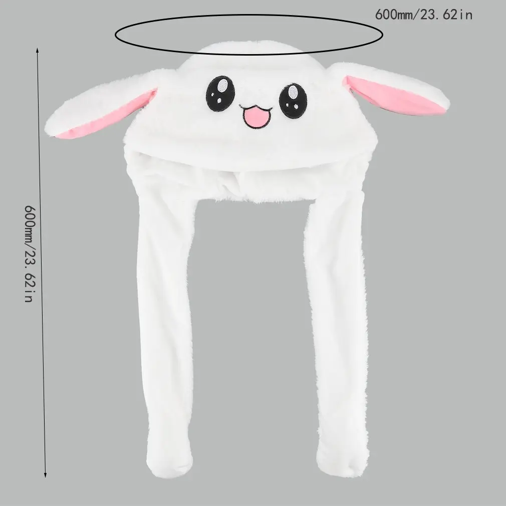

Plush Moving Rabbit Ears Hat Funny Hand Pinching Airbag Magnet Soft Hat Controllable Long Ears Cute Animal Gift Rabbit Ear Hat
