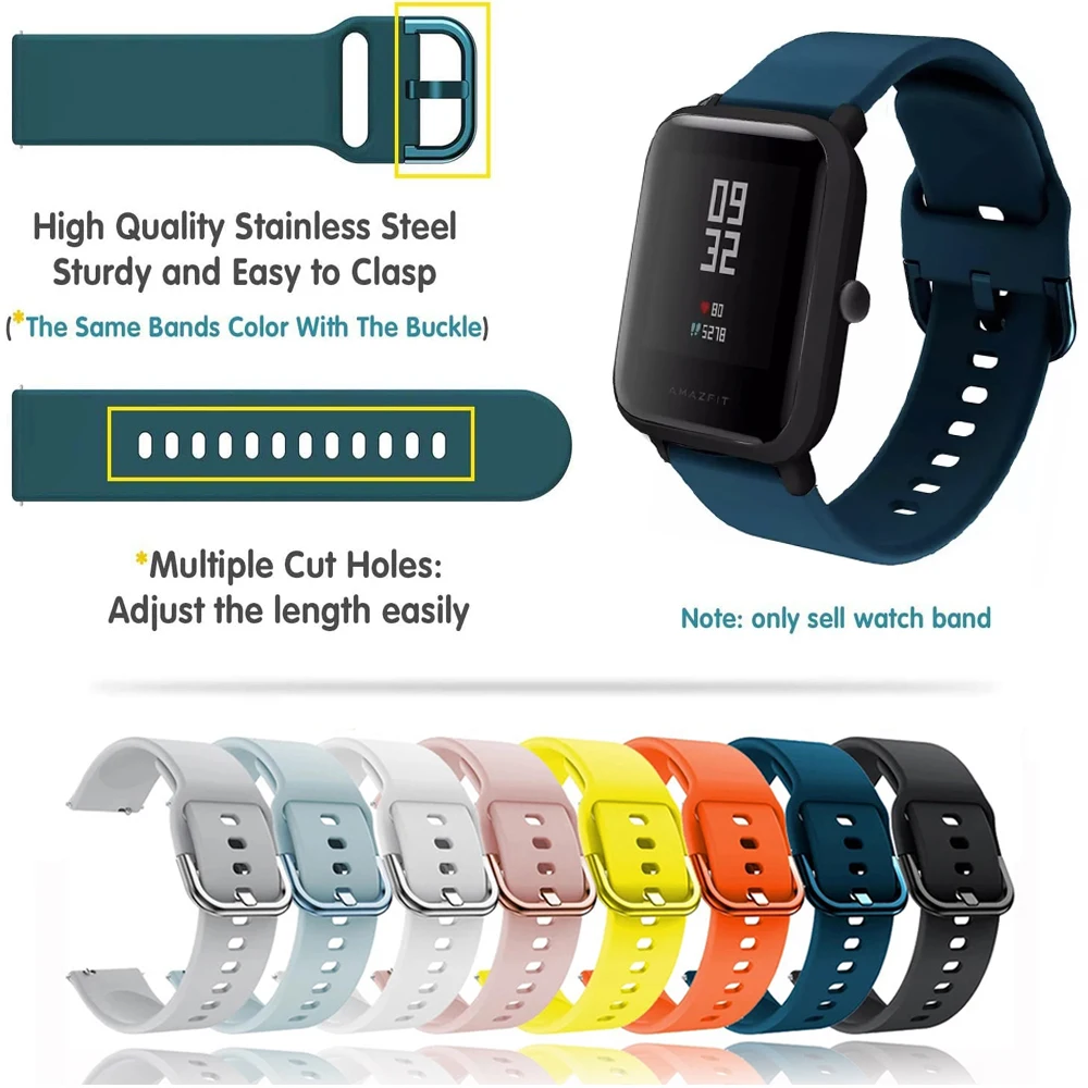 Ремешок силиконовый для Amazfit GTS 2 Mini сменный Браслет GTS/2e/GTS Bip/U Pro 20 мм | Электроника