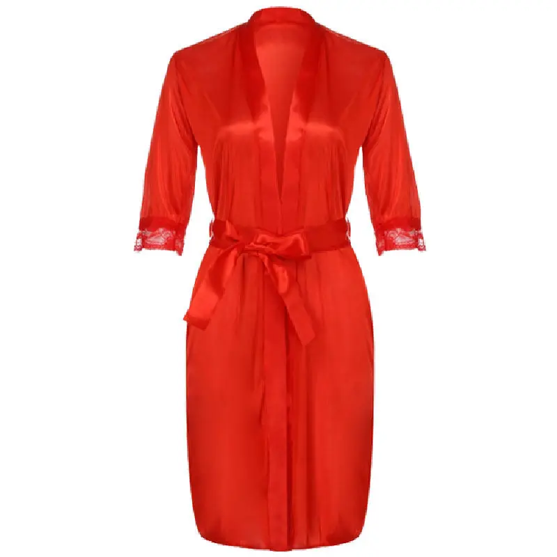 

2021 Sexy Lace Nightdress V-neck Satin Silk Women Lingerie Night Dress Nightgown Sleepwear Lady Nightie Dress Gown
