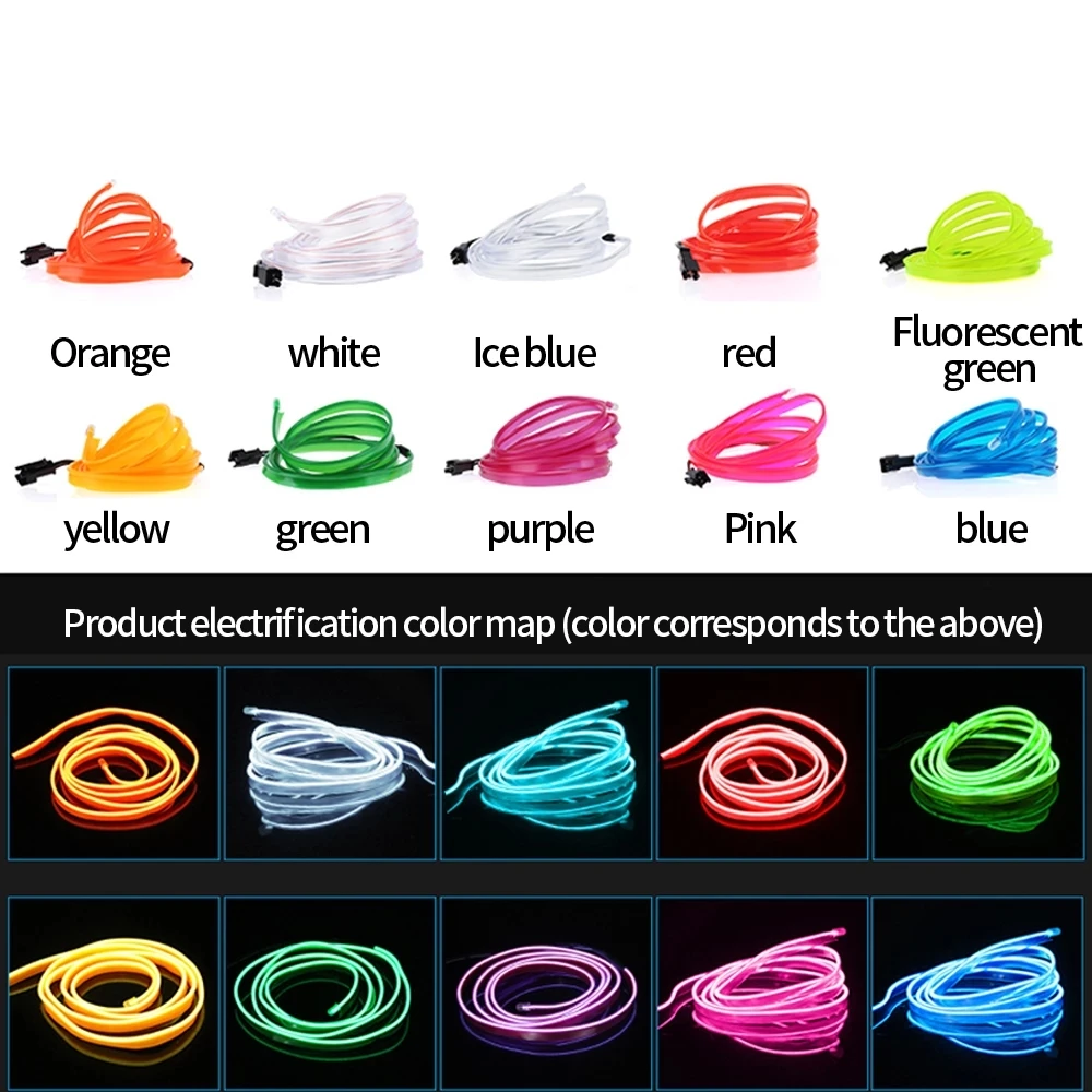 1M/2M/3M/5M Car Interior Led Decorative Lamp EL Wiring Neon Strip For Auto DIY Flexible Ambient Light USB Party Atmosphere Diode |