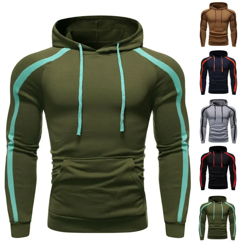 

Мужской спортивный свитшот с капюшоном и длинным рукавом