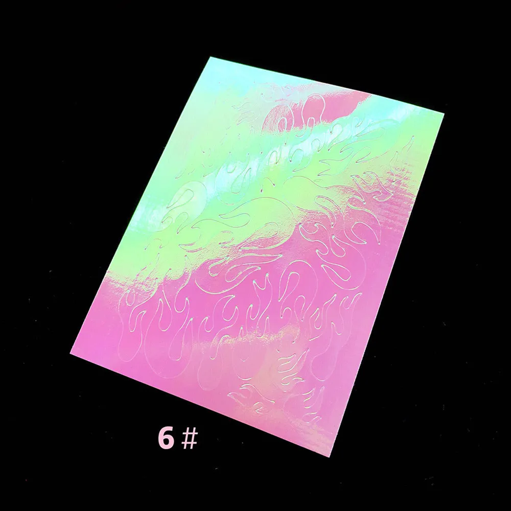 32 шт. пламенная наклейка для ногтей Aurora Fire Nail полоса Голографическая лента пламя