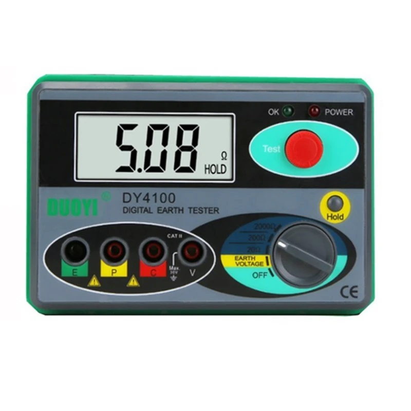 

DY4100 Digital Earth Ground Resistance Meter Tester 0-2000Ω Megohmmeter Multimeter with Higher Accuracy