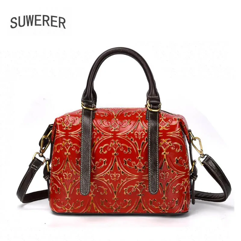 

SUWERER luxury handbags women bags designer bags famous brand women bag 2020 new women Genuine Leather bag fashion Embossing bag