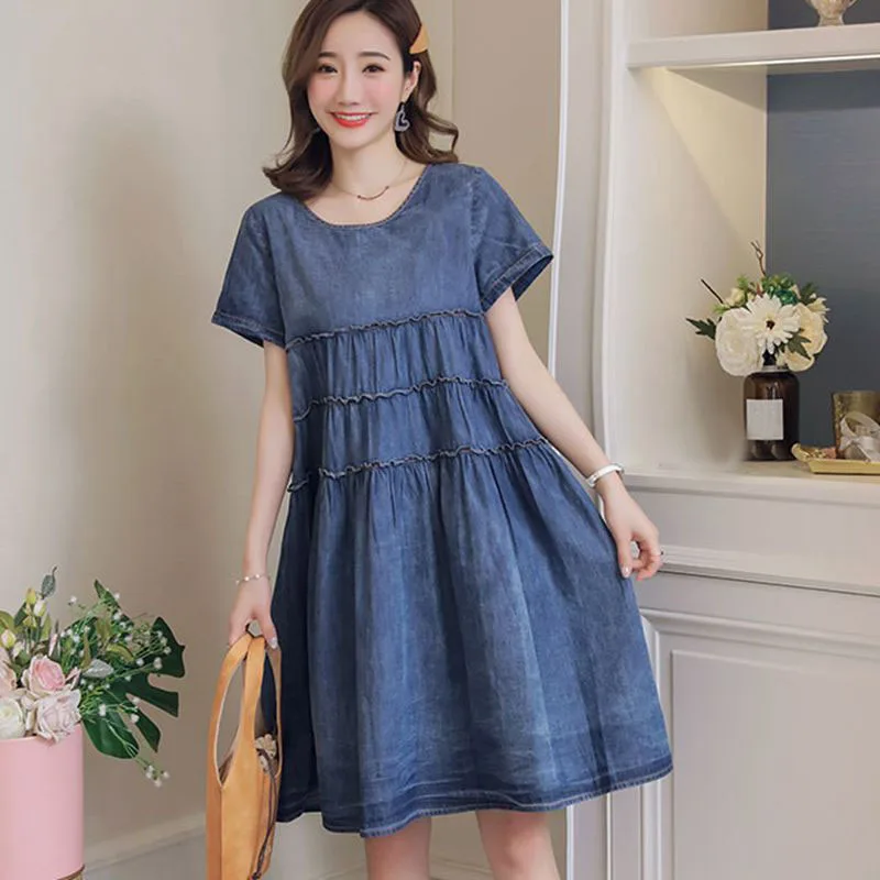 Платье для беременных Платья размера плюс женское платье свободное джинсовое