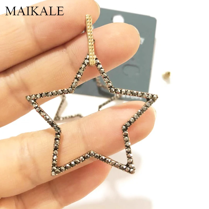 Женские винтажные серьги капельки MAIKALE черные в форме звезды с пентаграммой