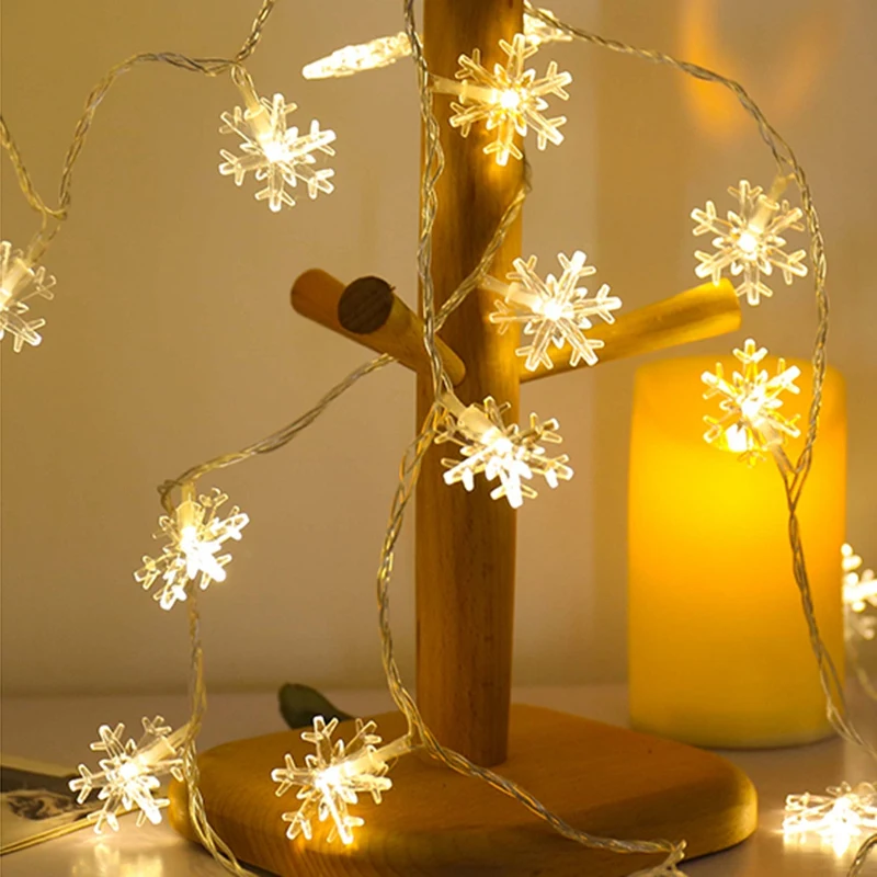 Распродажа Рождественская Декоративная гирлянда со снежинками светодиодная на